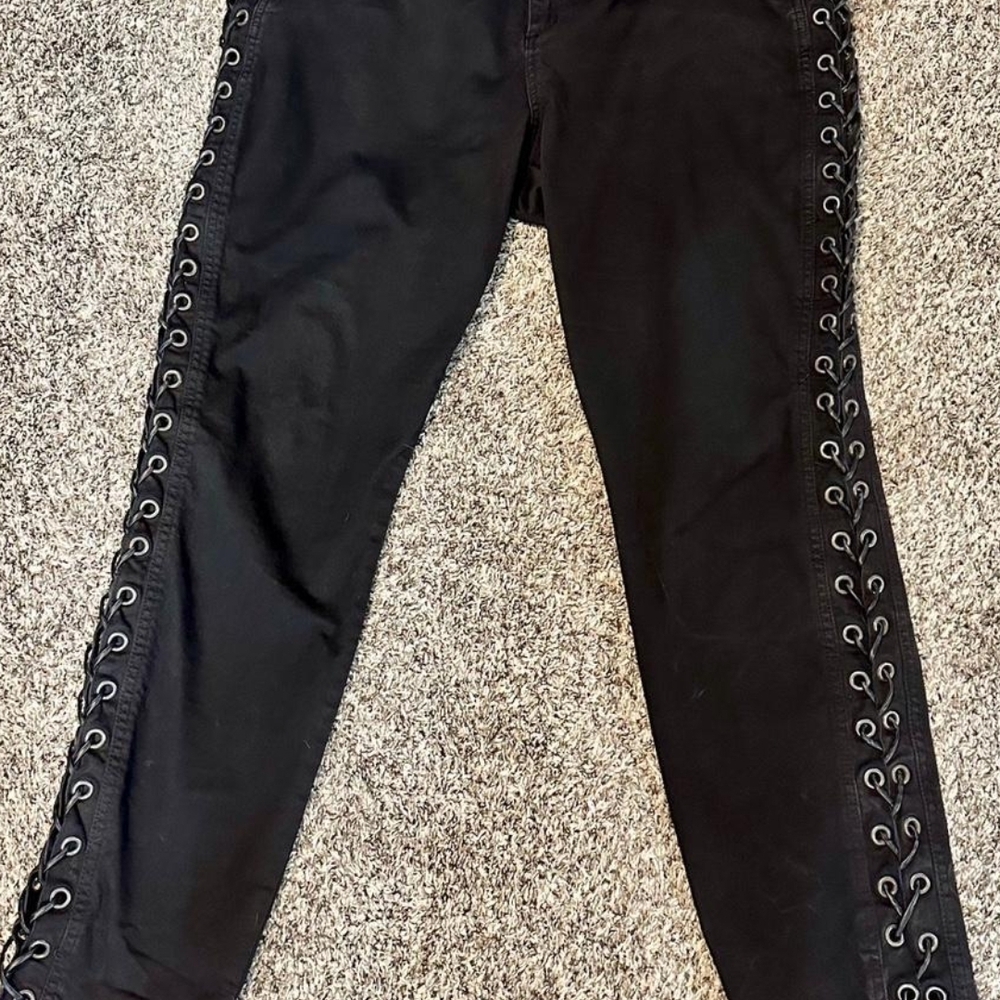 Tripp NYC Black Lace-Up Skinny Jeans